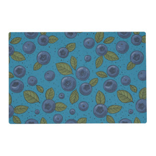 Blueberries on blue placemat