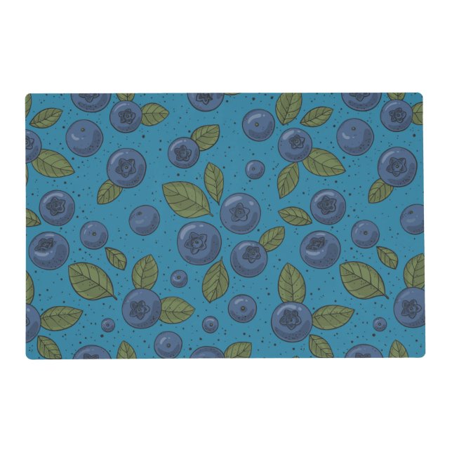 Blueberries on blue placemat (Front)