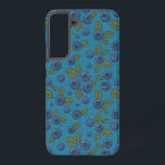 Blueberries on blue samsung galaxy s22  case<br><div class="desc">Hand- painted blueberries and leaves</div>