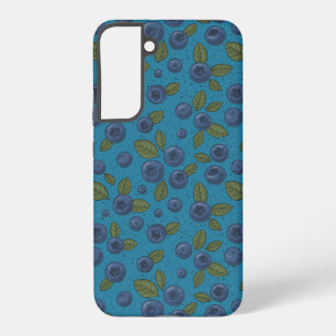 Blueberries on blue samsung galaxy s22+ case