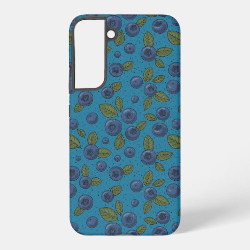 Blueberries on blue samsung galaxy s22 case