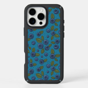 Blueberries on blue iPhone 16 pro max case