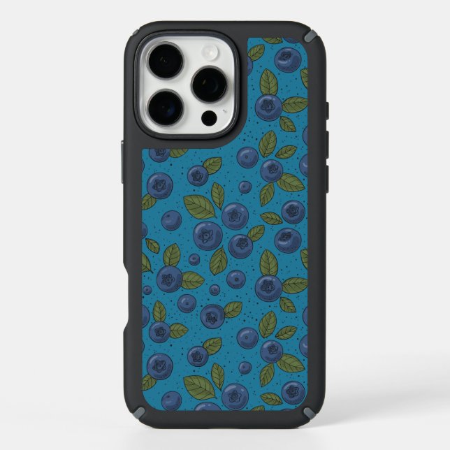 Blueberries on blue speck iPhone case (Front)