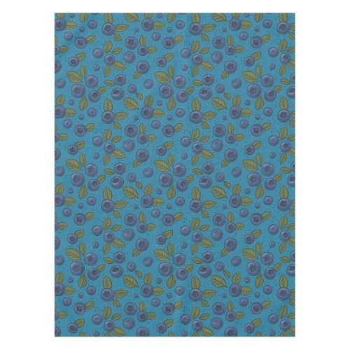 Blueberries on blue tablecloth