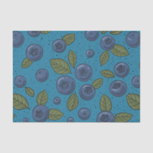 Blueberries on blue tissue paper