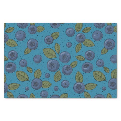 Blueberries on blue tissue paper