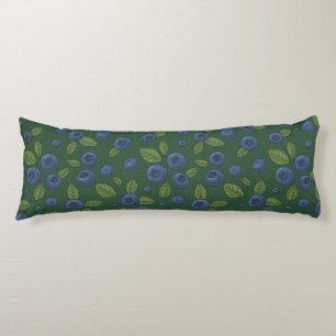 Blueberries on dark green body pillow