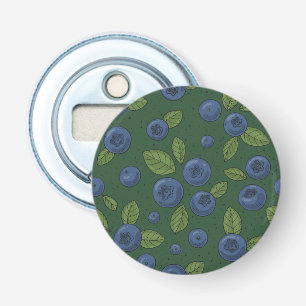 Blueberries on dark green bottle opener