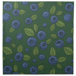 Blueberries on dark green cloth napkin