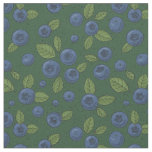 Blueberries on dark green fabric