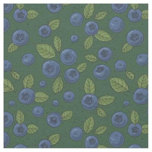 Blueberries on dark green fabric