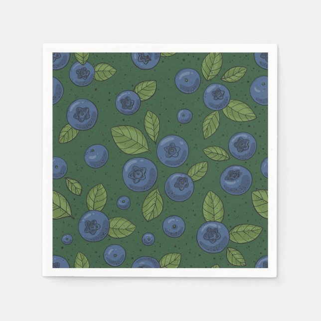 Blueberries on dark green napkins (Front)