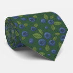 Blueberries on dark green neck tie