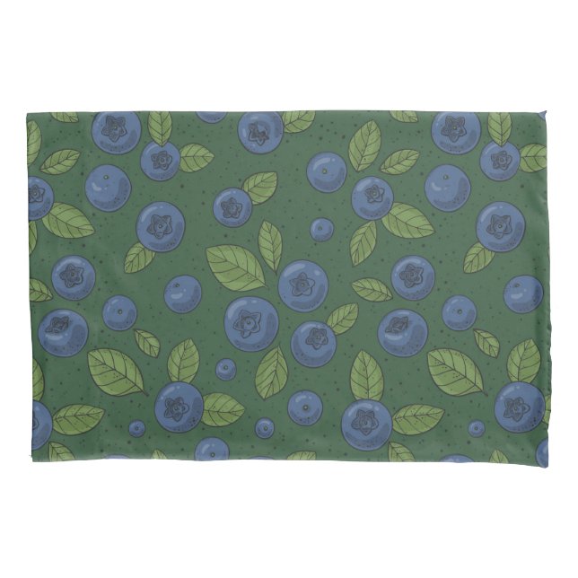 Blueberries on dark green pillow case (Front-Left)