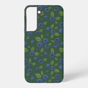 Blueberries on dark green samsung galaxy s22+ case