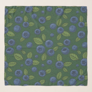 Blueberries on dark green scarf