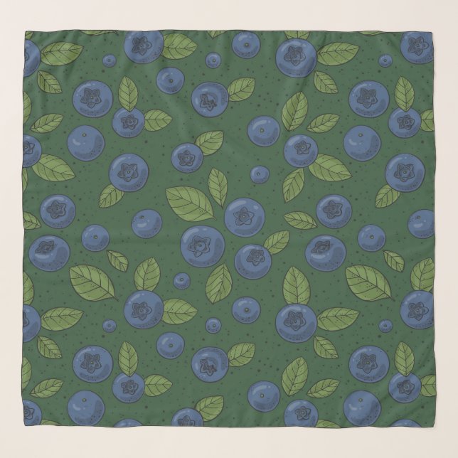 Blueberries on dark green scarf (Front)