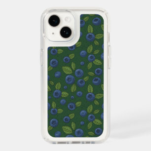 Blueberries on dark green speck iPhone 14 case