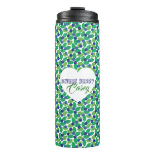 Blueberries Pattern Modern Green Blue Customize. Thermal Tumbler