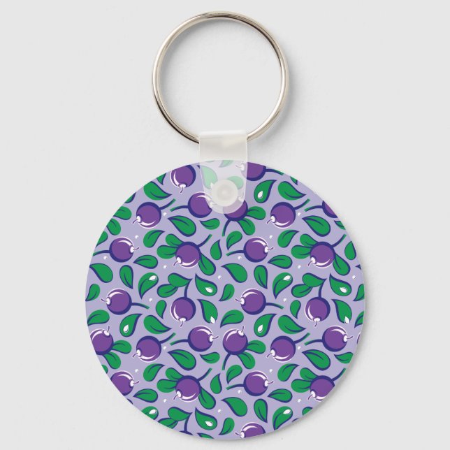 Blueberries pattern (on lilac background) keychain (Front)