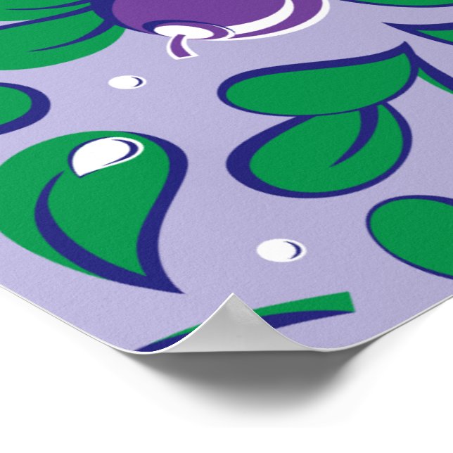 Blueberries pattern (on lilac background) poster (Corner)