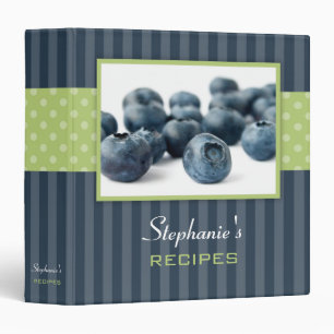 Blueberries Polka Dot Stripe Recipe Binder