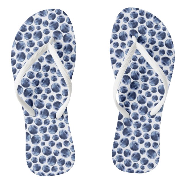 Blueberries Print Fruit Pattern Flip Flops (Footbed)