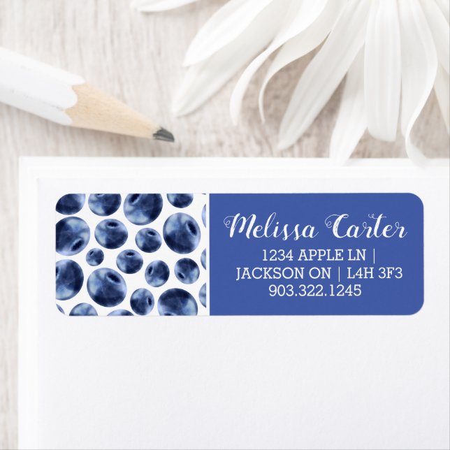 Blueberries Print Fruit Pattern Label (Insitu)
