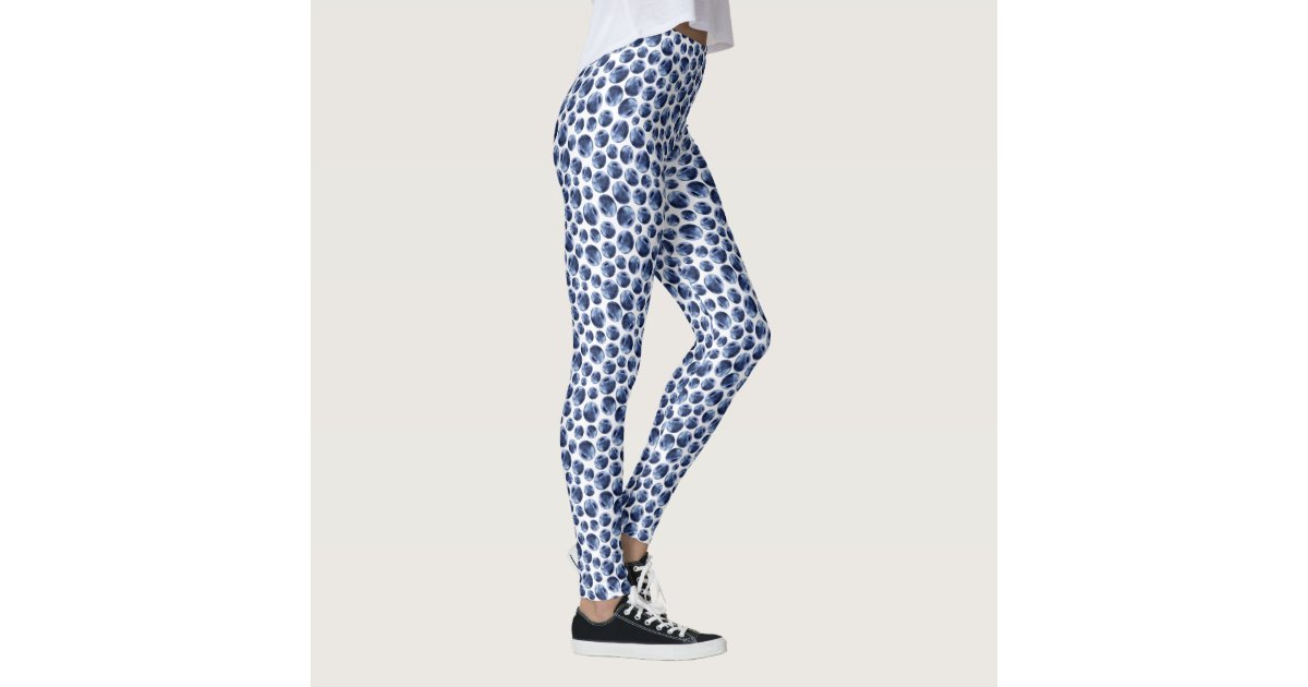Blue Strawberry Print Pattern Women Leggings