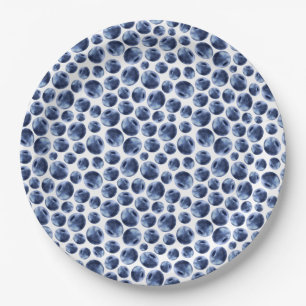Blueberries Print Fruit Pattern Paper Plates