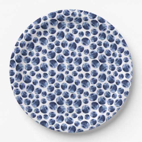 Blueberries Print Fruit Pattern Paper Plates