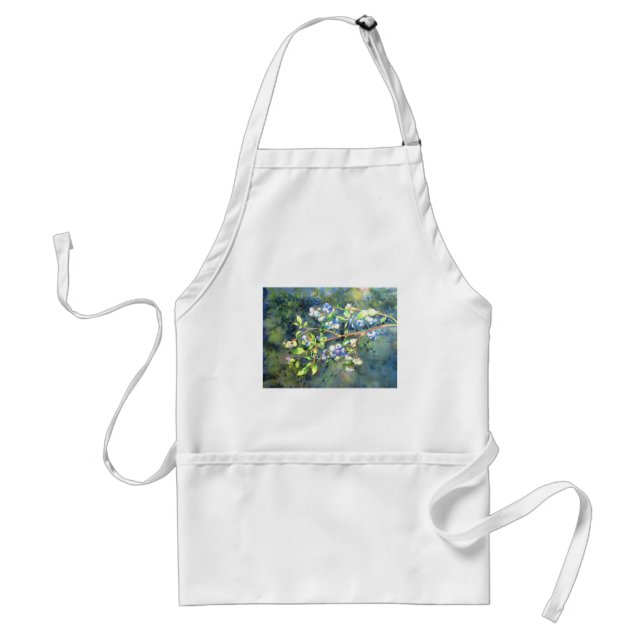 Blueberries, romantic fruit Watercolor painting Adult Apron (Front)