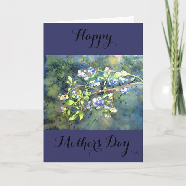 Blueberries, romantic fruit Watercolor painting Card (Front)