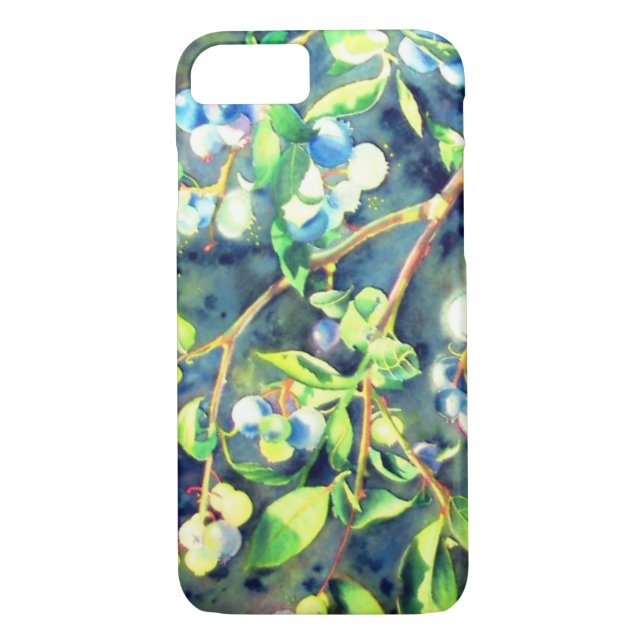 Blueberries, romantic fruit Watercolor painting Case-Mate iPhone Case (Back)