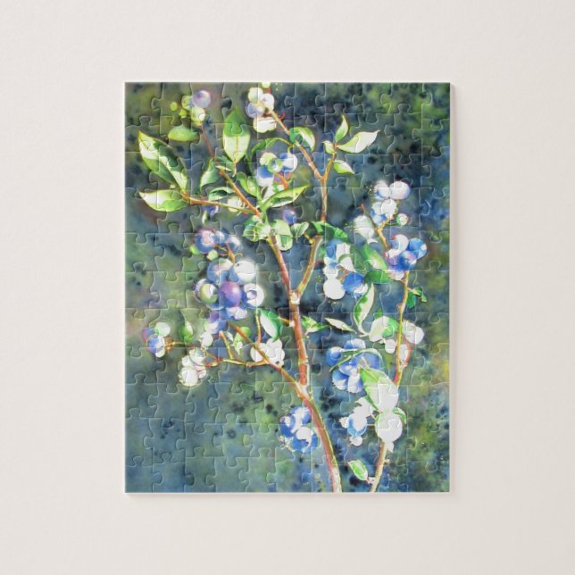 Blueberries, romantic fruit Watercolor painting Jigsaw Puzzle (Vertical)