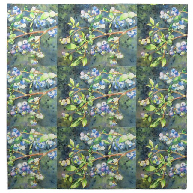 Blueberries, romantic fruit Watercolor painting Napkin (Front)