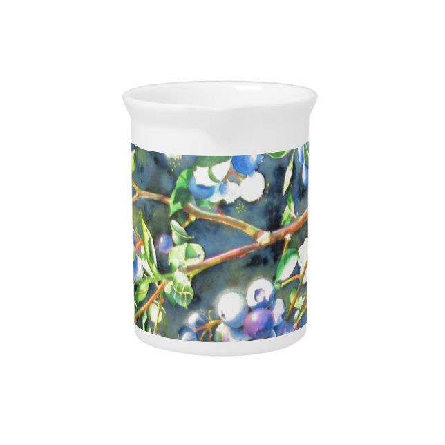 Blueberries, romantic fruit Watercolor painting Pitcher (Front)