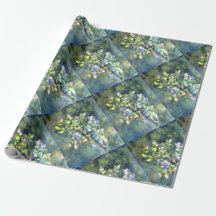 Blueberries, romantic fruit Watercolor painting Wrapping Paper