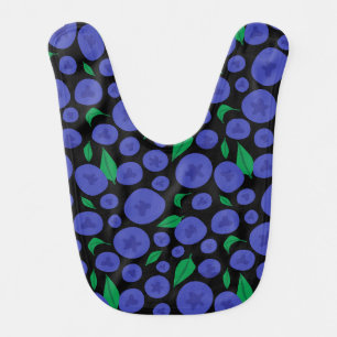 Blueberries Seamless Pattern Baby Bib