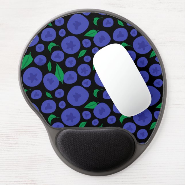 Blueberries Seamless Pattern Gel Mouse Pad (Left Side)