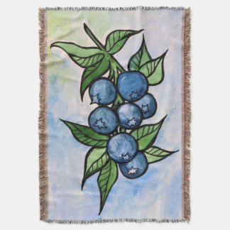 Blueberries Summer blueberry fruity blue art Throw Blanket