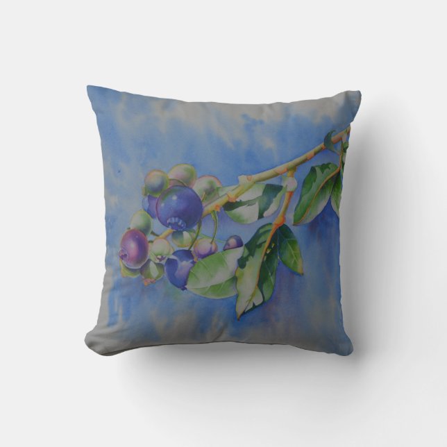 Blueberries Throw Pillow (Front)