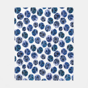 Blueberries: watercolor illustrated pattern. fleece blanket