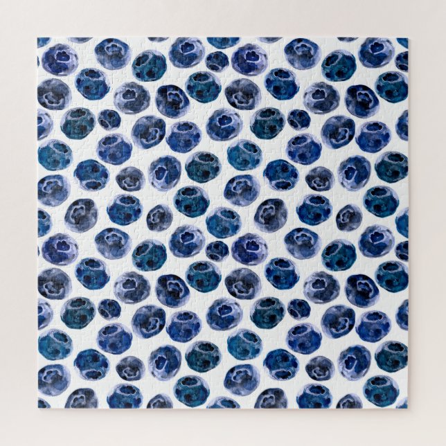 Blueberries: watercolor illustrated pattern. jigsaw puzzle (Vertical)