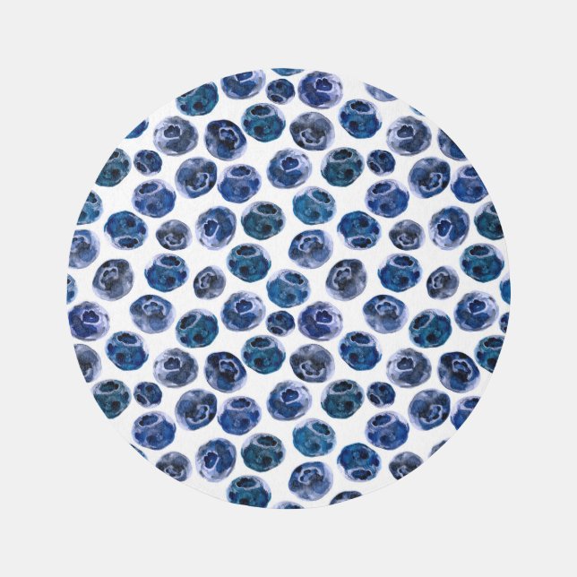 Blueberries: watercolor illustrated pattern. rug (Front)