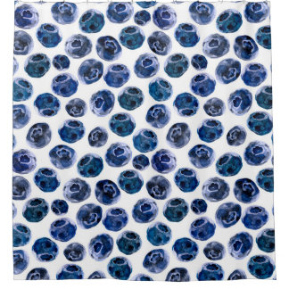 Blueberries: watercolor illustrated pattern. shower curtain