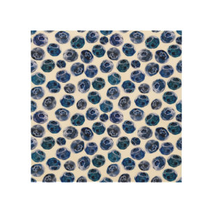 Blueberries: watercolor illustrated pattern. wood wall art