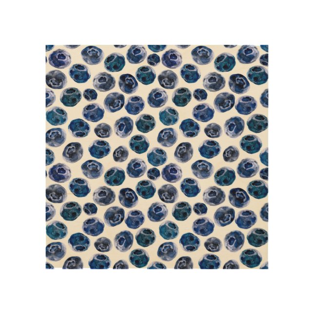 Blueberries: watercolor illustrated pattern. wood wall art (Front)