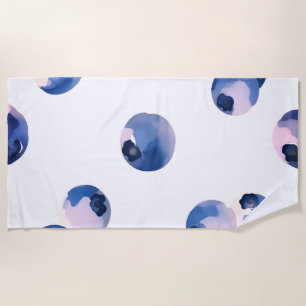 Blueberries Watercolor Pattern Beach Towel