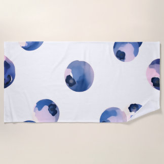 Blueberries Watercolor Pattern Beach Towel